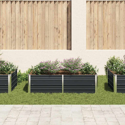 Canteiro jardim elevado 160x80x45cm aço galvanizado antracite