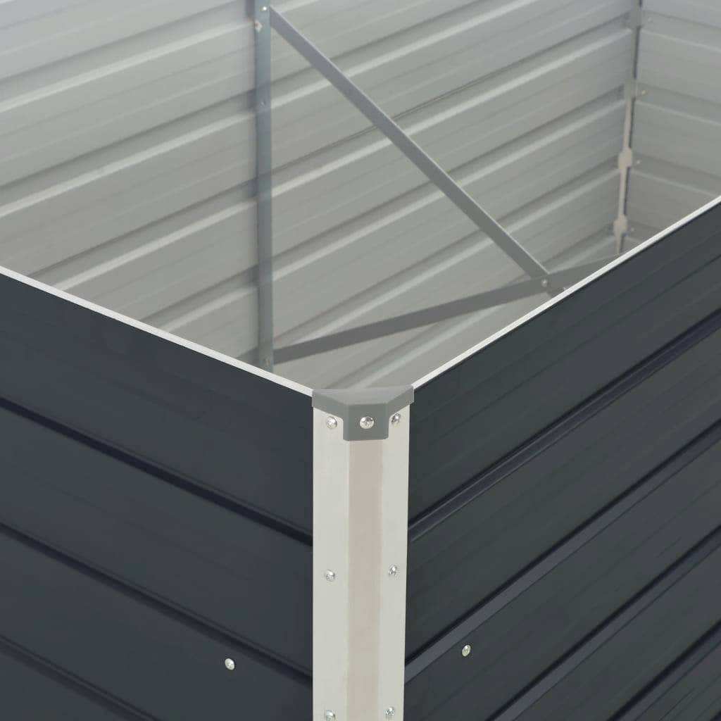 Canteiro jardim elevado 160x80x45cm aço galvanizado antracite