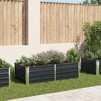 Canteiro jardim elevado 160x80x45cm aço galvanizado antracite