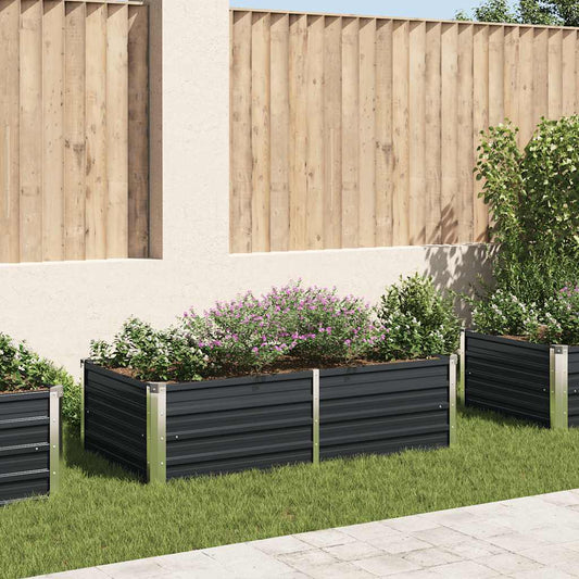 Canteiro jardim elevado 160x80x45cm aço galvanizado antracite