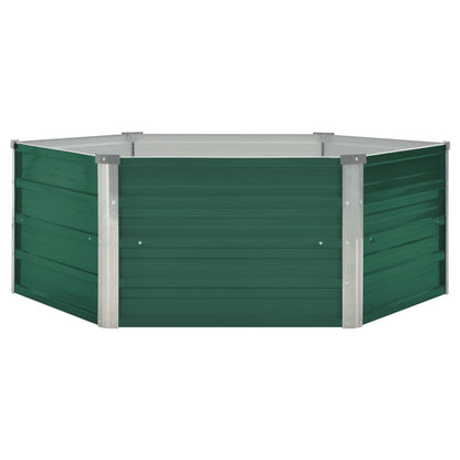Canteiro de jardim elevado 129x129x46 cm aço galvanizado verde