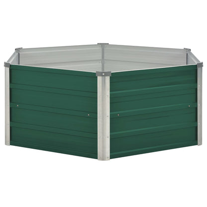 Canteiro de jardim elevado 129x129x46 cm aço galvanizado verde