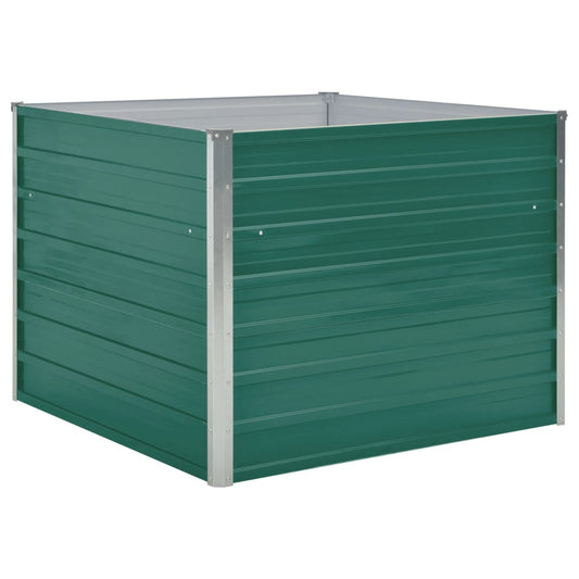 Canteiro jardim elevado 100x100x77cm aço galvanizado verde