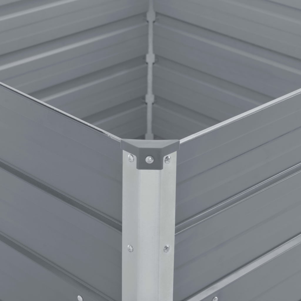 Canteiro jardim elevado 100x100x45 cm aço galvanizado cinzento