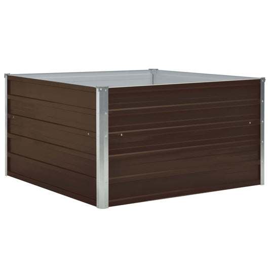 Canteiro jardim elevado 100x100x45 cm aço galvanizado castanho