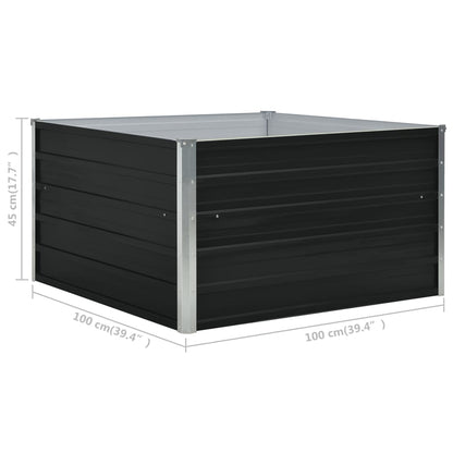 Canteiro jardim elevado 100x100x45 cm aço galvanizado antracite