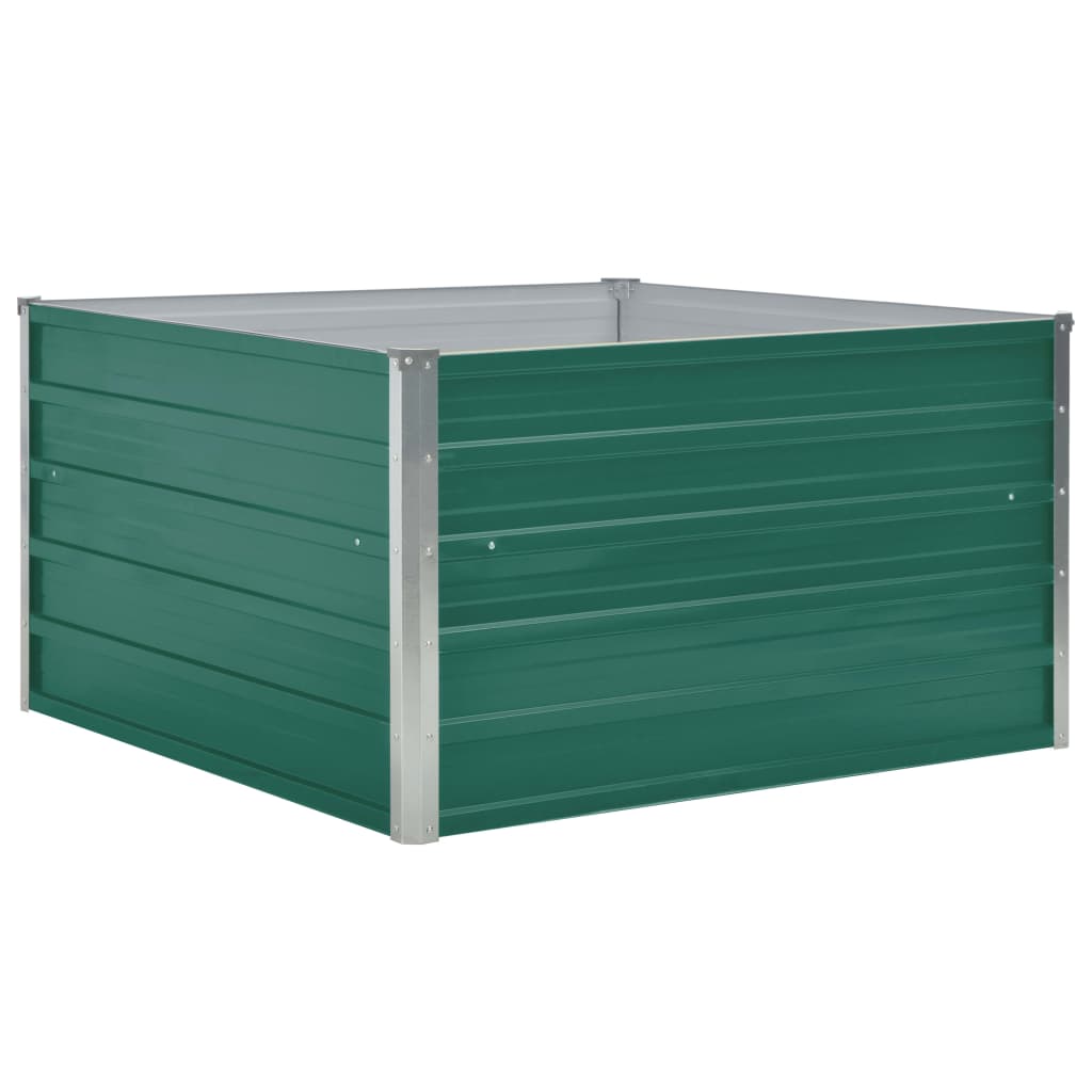Canteiro jardim elevado 100x100x45 cm aço galvanizado verde