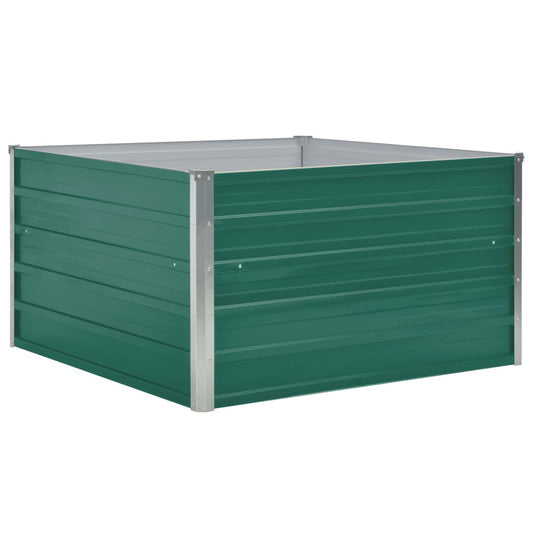 Canteiro jardim elevado 100x100x45 cm aço galvanizado verde