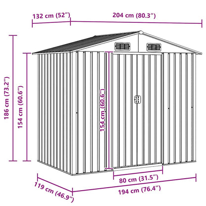 Abrigo de jardim 204x132x186 cm aço antracite