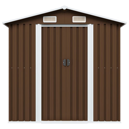 Abrigo de jardim 204x132x186 cm aço castanho