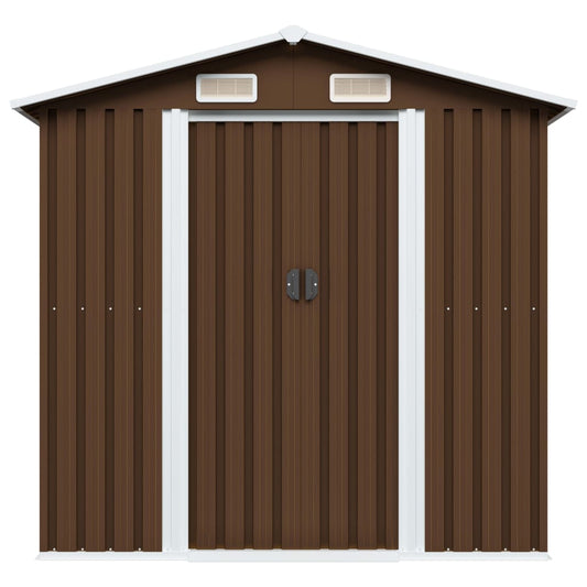 Abrigo de jardim 204x132x186 cm aço castanho