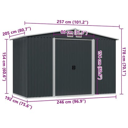 Abrigo de jardim 257x205x178 cm aço antracite