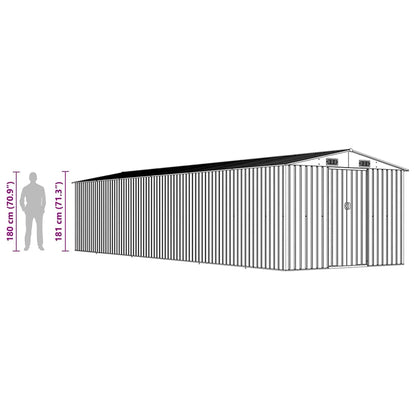 Abrigo de jardim 257x990x181 cm aço galvanizado cinzento