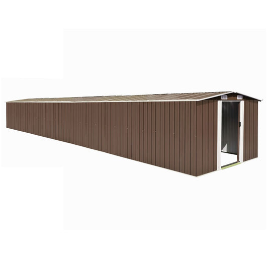 Abrigo de jardim 257x990x181 cm aço galvanizado castanho