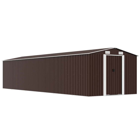 Abrigo de jardim 257x990x181 cm aço galvanizado castanho