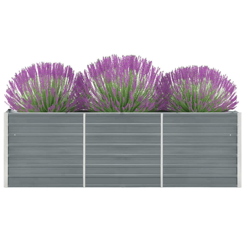 Canteiro elevado de jardim aço galvanizado 240x40x77cm cinzento