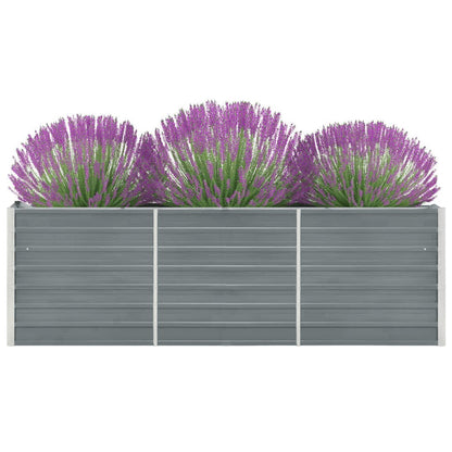 Canteiro elevado de jardim aço galvanizado 240x40x77cm cinzento