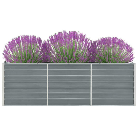 Canteiro elevado de jardim aço galvanizado 240x40x77cm cinzento