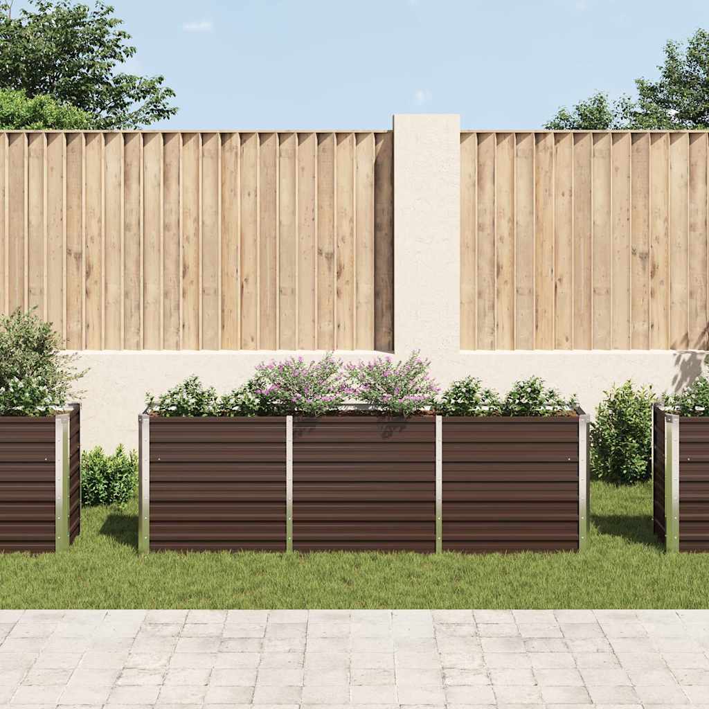 Canteiro elevado de jardim aço galvanizado 240x40x77cm castanho
