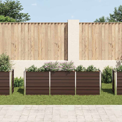Canteiro elevado de jardim aço galvanizado 240x40x77cm castanho