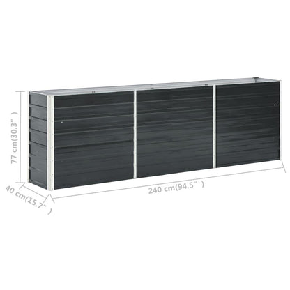 Canteiro elevado jardim aço galvanizado 240x40x77 cm antracite