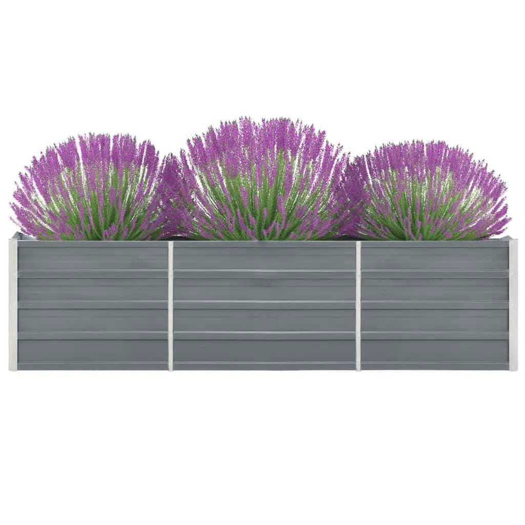 Canteiro elevado de jardim aço galvanizado 240x40x45cm cinzento