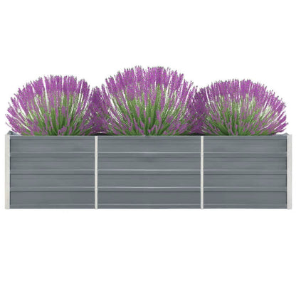 Canteiro elevado de jardim aço galvanizado 240x40x45cm cinzento