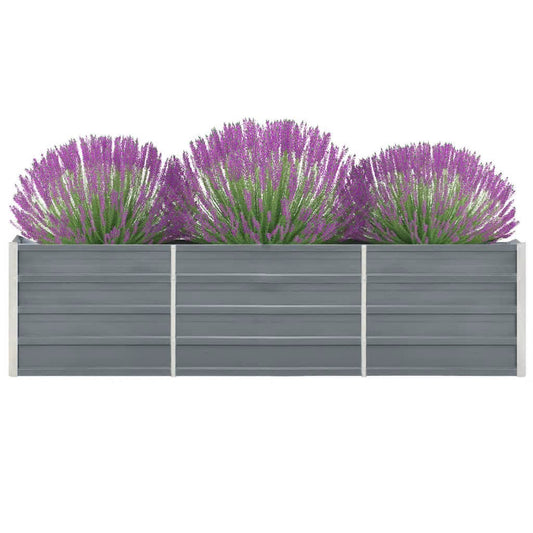 Canteiro elevado de jardim aço galvanizado 240x40x45cm cinzento