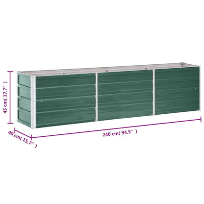 Canteiro elevado de jardim aço galvanizado 240x40x45 cm verde
