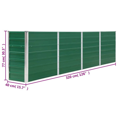 Canteiro jardim elevado 320x40x77 cm aço galvanizado verde