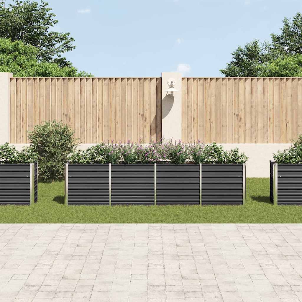Canteiro jardim elevado 320x40x77 cm aço galvanizado antracite