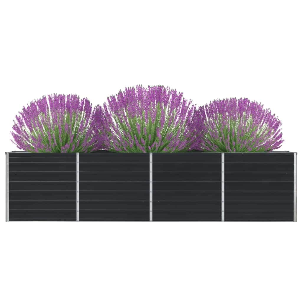 Canteiro jardim elevado 320x40x77 cm aço galvanizado antracite