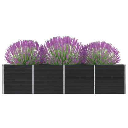 Canteiro jardim elevado 320x40x77 cm aço galvanizado antracite