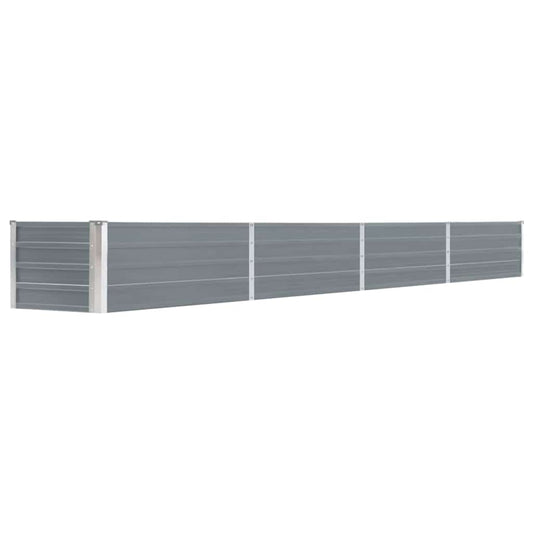 Canteiro elevado jardim aço galvanizado 320x40x45 cm cinzento