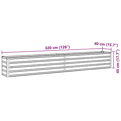Canteiro elevado jardim aço galvanizado 320x40x45 cm antracite