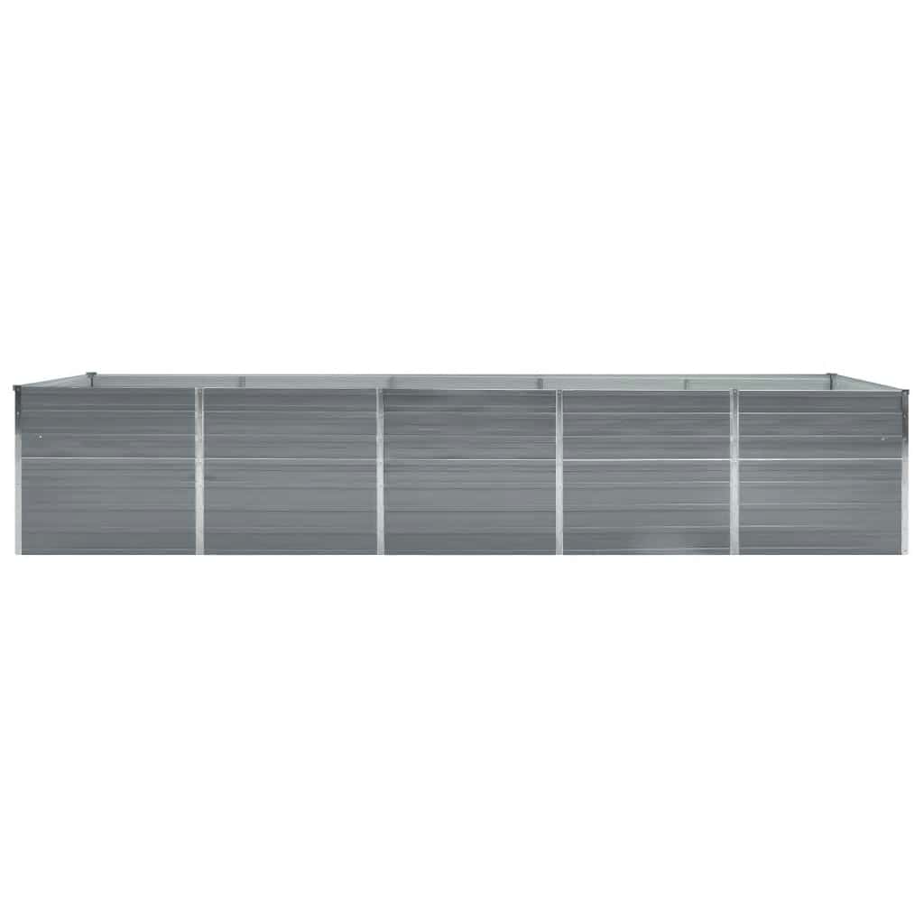 Canteiro elevado jardim aço galvanizado 400x80x45 cm cinzento