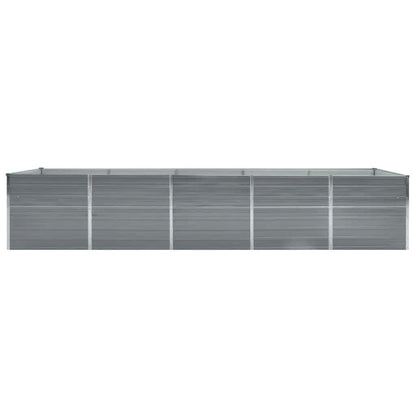 Canteiro elevado jardim aço galvanizado 400x80x45 cm cinzento