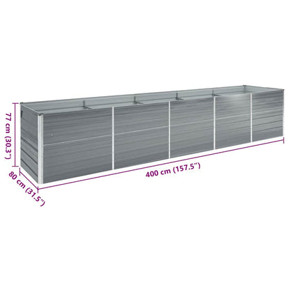 Canteiro elevado de jardim 400x80x77cm aço galvanizado cinzento