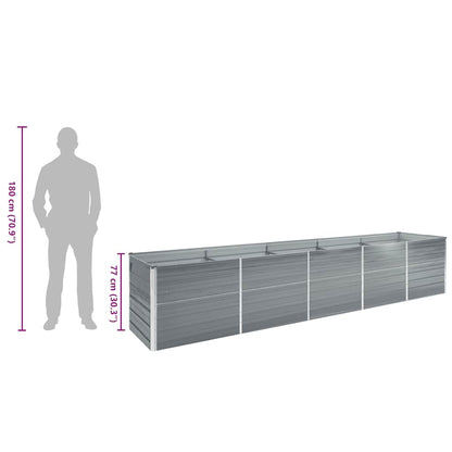 Canteiro elevado de jardim 400x80x77cm aço galvanizado cinzento