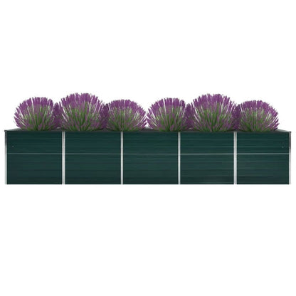 Canteiro elevado de jardim 400x80x77cm aço galvanizado verde
