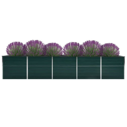 Canteiro elevado de jardim 400x80x77cm aço galvanizado verde