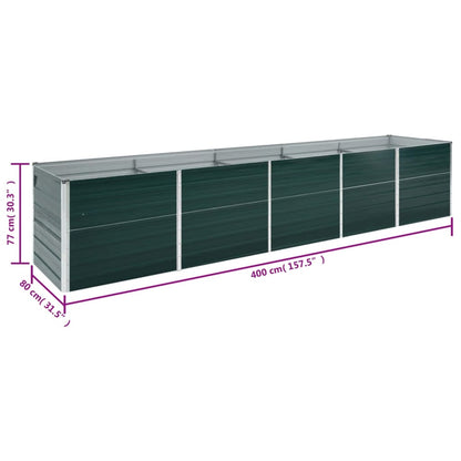 Canteiro elevado de jardim 400x80x77cm aço galvanizado verde