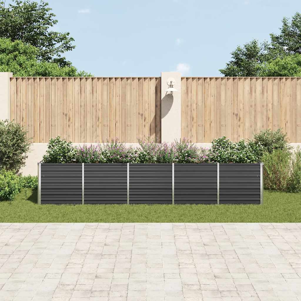 Canteiro jardim elevado 400x80x77cm aço galvanizado antracite