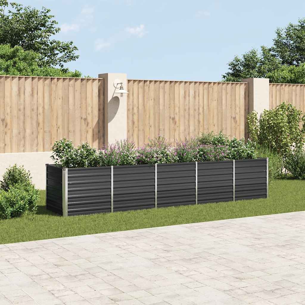 Canteiro jardim elevado 400x80x77cm aço galvanizado antracite