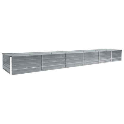 Canteiro elevado de jardim aço galvanizado 480x80x45cm cinzento