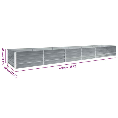 Canteiro elevado de jardim aço galvanizado 480x80x45cm cinzento