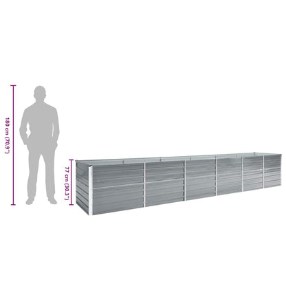 Canteiro elevado de jardim 480x80x77cm aço galvanizado cinzento