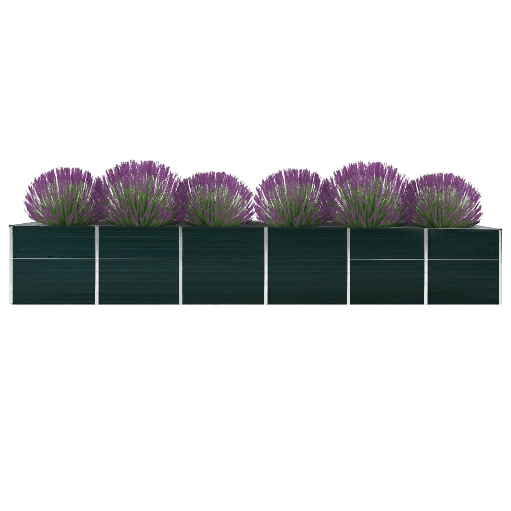 Canteiro elevado de jardim 480x80x77 cm aço galvanizado verde