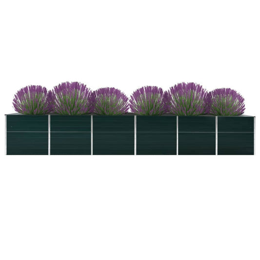 Canteiro elevado de jardim 480x80x77 cm aço galvanizado verde