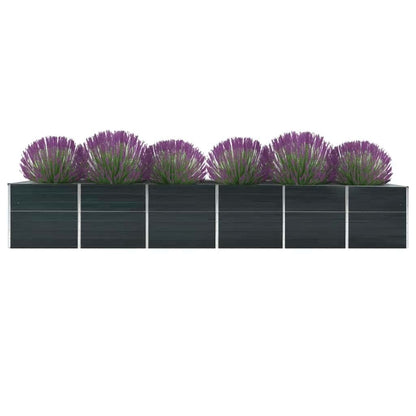 Canteiro jardim elevado 480x80x77cm aço galvanizado antracite